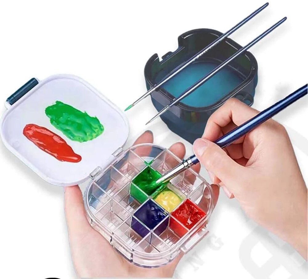 Xiupu Foldable 양동이 페인트 상자 다기능 팔레트 수채화 휴 미더 펜 홀더 휴대용 그림 도구